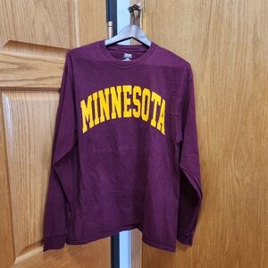 Minnesota Golden Gophers Long Sleeve Maroon T-shirt Men Size L Cotton